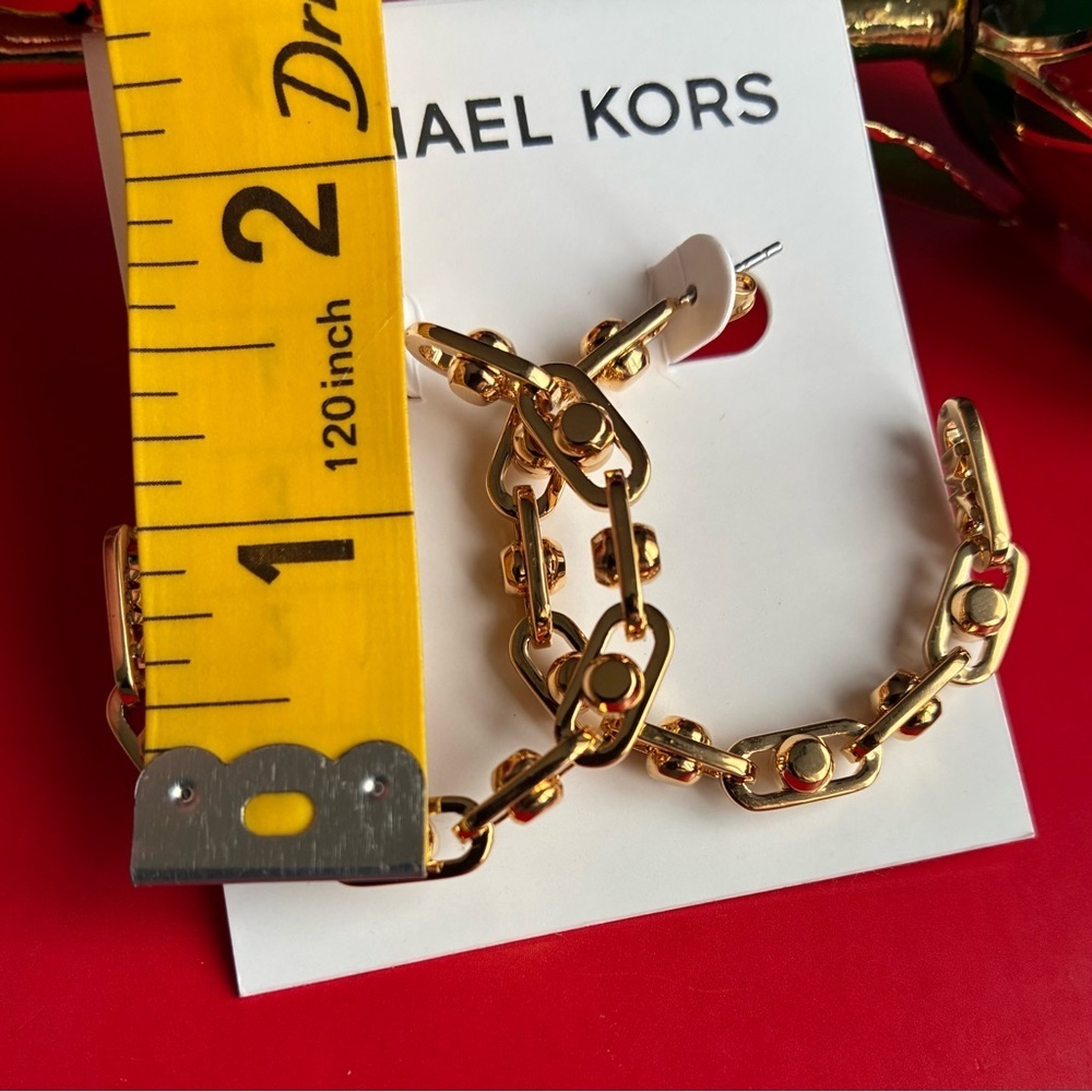 Michael Kors Earrings,Michael Kors Gold Chain Hoop Earrings - Picture 2 of 9
